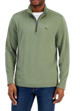 Tommy Bahama Men's Olive Green Quarter-Zip Sweater